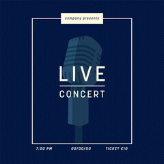 Digital png illustration of microphone and live concert text on transparent background