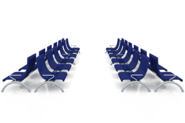 Digital png illustration of blue seats on transparent background