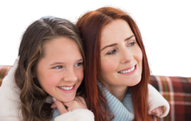 Digital png photo of caucasian mother and daughter embracing on transparent background