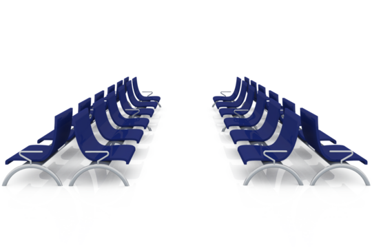 Digital png illustration of blue seats on transparent background - Powered by Adobe