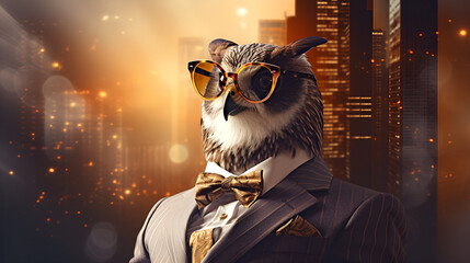 Suited for Success,The Feathered Financier A Businessman Owl in a Suit generative ai 

