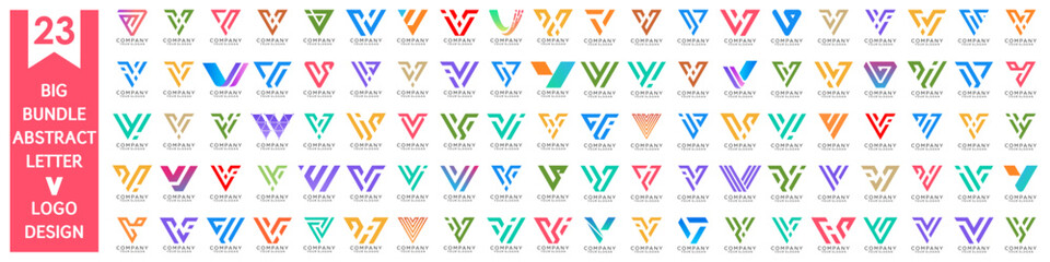 collection abstract letter V logo design. modern logotype V design with colorful. vector illustration