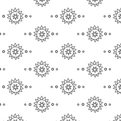 Digital png illustration of black stars and dots repeated on transparent background