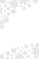 Digital png illustration of white shiny snowflakes with stars on transparent background, christmas