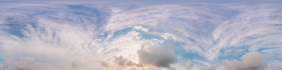Blue summer sky panorama with puffy Cumulus clouds. Hdr seamless spherical equirectangular 360...