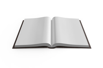 Digital png illustration of white open book with copy space on transparent background