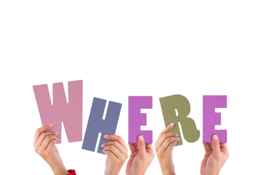 Digital png illustration of hands holding where text on transparent background - Powered by Adobe