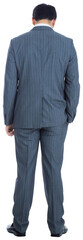 Digital png photo of caucasian businessman looking down on transparent background