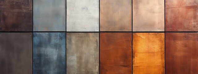 Colorful Grid of Metal Panels or Plates with Textures