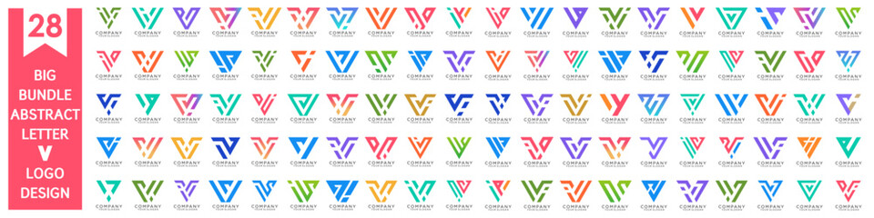 collection abstract letter V logo design. modern logotype V design with colorful. vector illustration