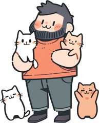 Man and Cats
