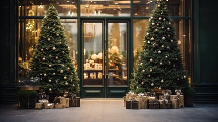 Christmas tree in a shop entrance