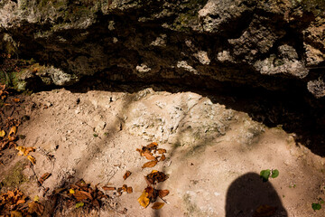 A small grotto shelter in a limestone rock outcrop