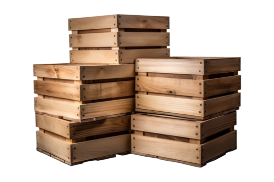 Modern wooden box with clipping path
