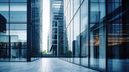Modern office building with blue sky, and glass facades. Economy, finances, business activity concept