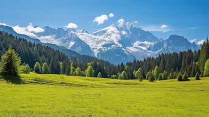 Alpine Meadow Watzmann Mountain Berchtesgadener Land. Grass mountain background - obrazy, fototapety, plakaty
