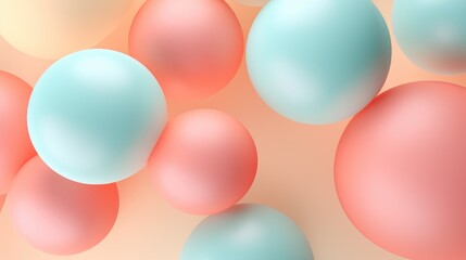 Geometric Shapes Pastel Spheres Abstract Background.