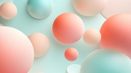 Geometric Shapes Pastel Spheres Abstract Background.