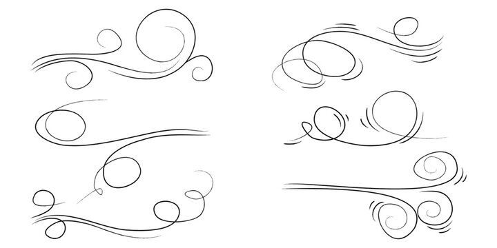 doodle wind  blow, gust design isolated on white background. vector hand drawn illustration