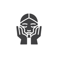 Woman applying moisturizing cream vector icon