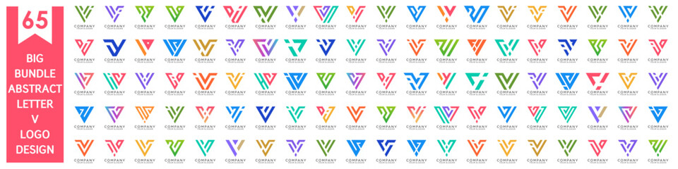 collection abstract letter V logo design. modern logotype V design with colorful. vector illustration