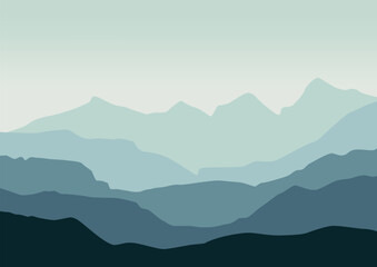 Mountains panorama. Vector landscape illustration.
