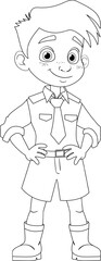 Smiling Cartoon Boy Character for Coloring Pages