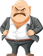 Grumpy Bald Mafia Man Cartoon Character