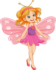 Cute Girl Cartoon Character in Fairy Dress