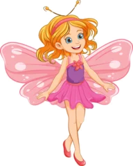Papier Peint photo Lavable Enfants Cute Girl Cartoon Character in Fairy Dress