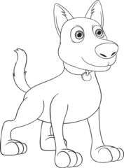 Fotobehang Kinderen Cartoon Dog Standing and Wagging Tail
