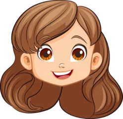 Fotobehang Kinderen Smiling Cartoon Character of a Cute Girl