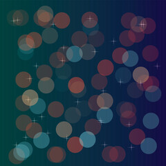 Defocused of light many colors on dark background. Bokeh LED light. Blue and amber. 