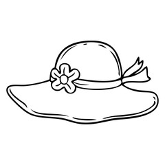 beach hat line vector illustration