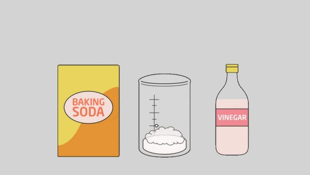 Animation of the Reaction of Combining Baking Soda and Vinegar to Produce Carbon Dioxide