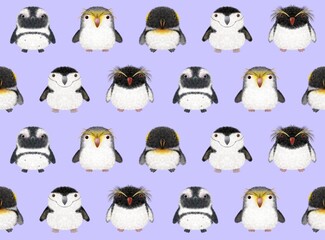 ペンギンのシームレスパターン　E③-3