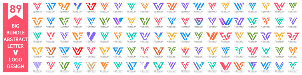collection abstract letter V logo design. modern logotype V design with colorful. vector illustration