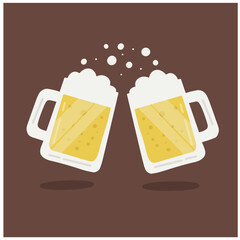 Vector new year eve celebration cheers beer illustration