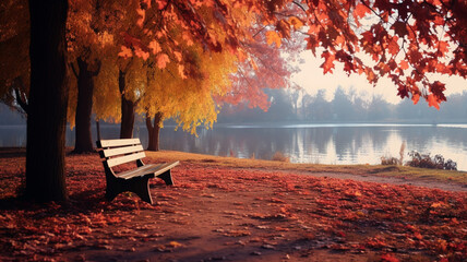 Colorful and Falling Leaves Create Beautiful Autumn