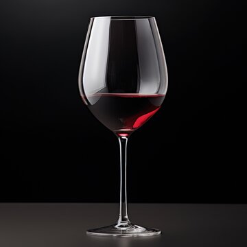 A glass of red wine on a black background