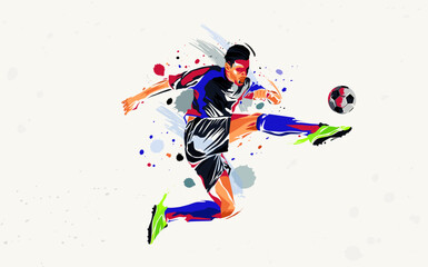 Soccer sport athlete vector design with abstract silhouette style. Design with the concept of national sports celebration. Interactive sports background. Football player - soccer - obrazy, fototapety, plakaty