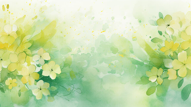 yellow and green watercolor background for spring with beautiful color