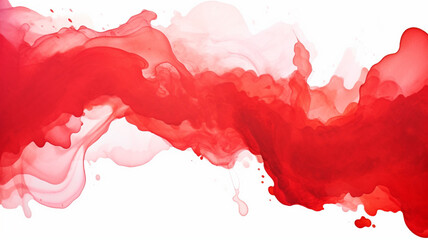 Abstract solid red watercolor on white background