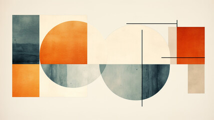 Minimal geometric shape design. Mid-Century Modern Art with Water