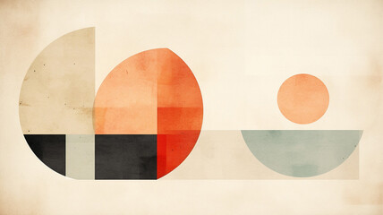 Minimal geometric shape illustration. Mid-Century Modern Art with Water
