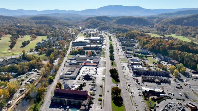 aerial high above pigeon forge tennessee