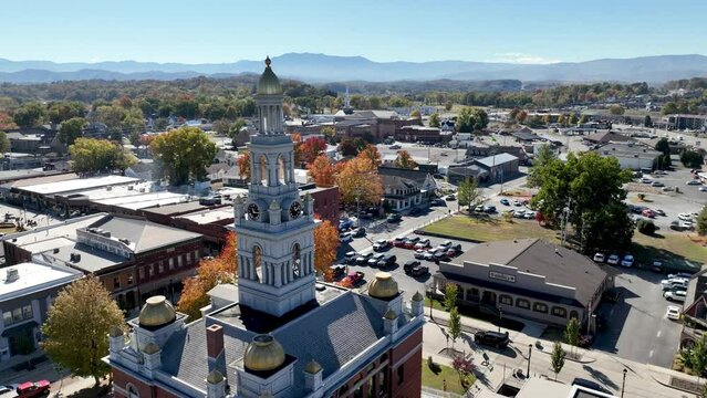 aerial of sevier county courthouse in sevierville tennessee