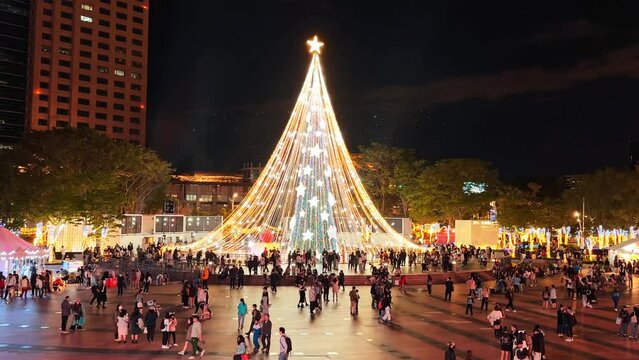 2023 Taiwan New Taipei Christmasland with the theme Santa Bears located in Banqiao District, New Taipei City, in front of the New Taipei City Government Plaza.