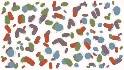 SEAMLESS HAND DRAWN DOODLE BLOB SHAPES PATTERN TEXTURE COLORFUL TEMPLATE ABSTRACT BACKGROUND TRENDY DESIGN VECTOR