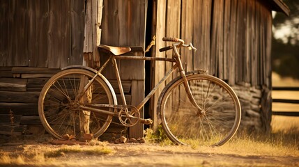 Fototapeta na wymiar a bicycle leaning against a fence